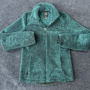 The North Face Fleece Jacket Womens Small Green Full Zip Soft Fuzzy Cozy Outdoor